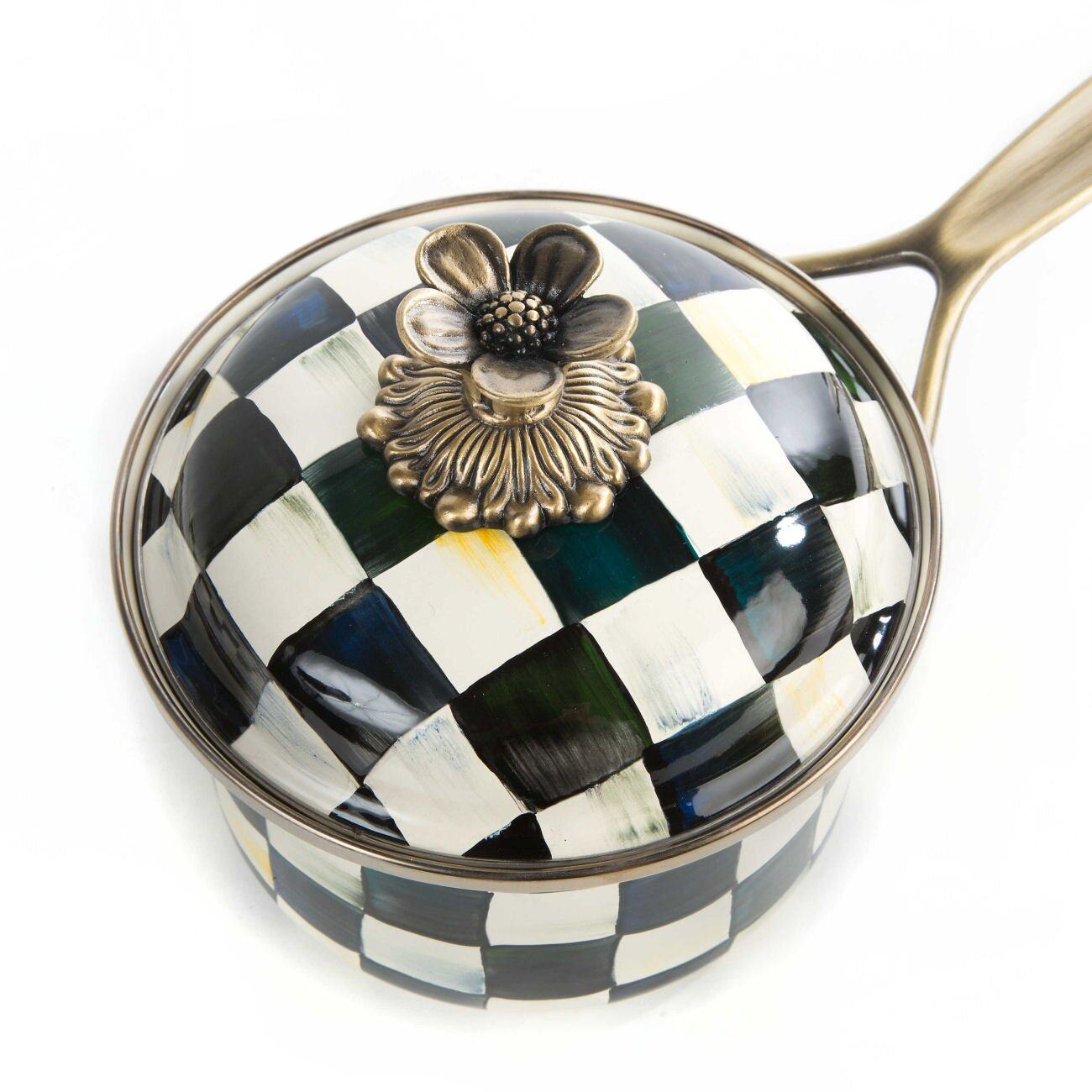Courtly Check Enamel 1 Qt. Saucepan