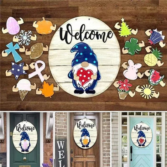 🔥 48% OFF🔥🔥 🎉-Cute 3D Seasonal Interchangeable Gnome Door Hanger