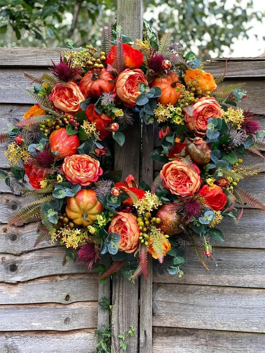 💖Last Day 49% OFF💖Fall Peony And Pumpkin Wreath - Year Round Wreath