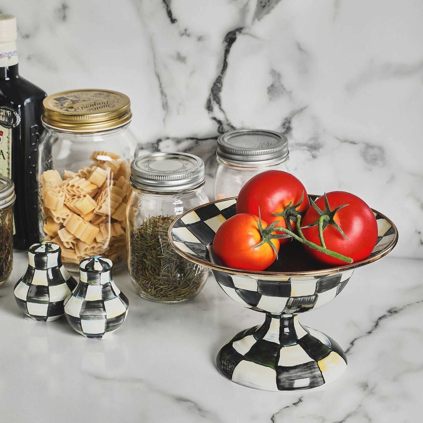 Courtly Check Enamel Salt & Pepper Shakers