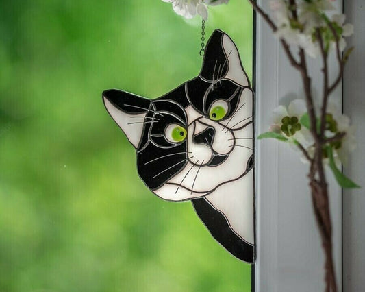 🔥40% OFF🔥😻Handmade Stain Cat Suncatcher For Window