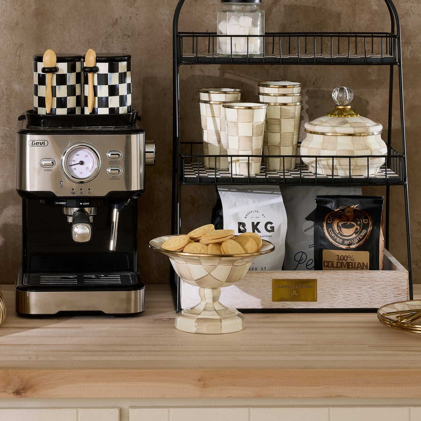 Mocha Check Small Compote