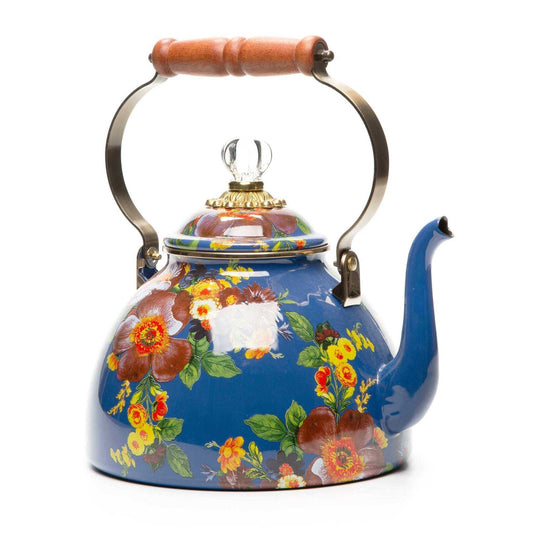 Flower Market Blue Enamel Tea Kettle - Lapis  2.84L